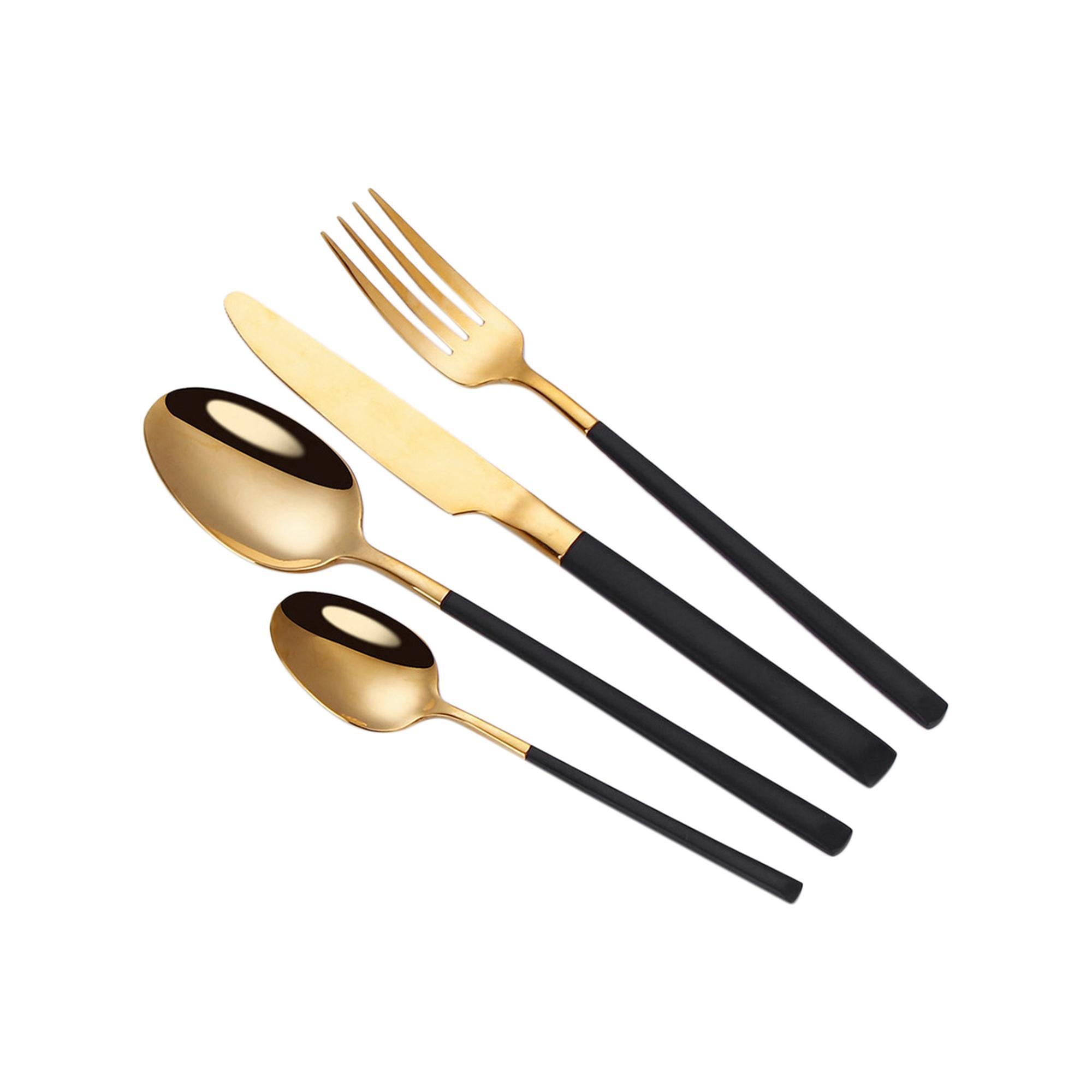 SET DE CUBIERTOS DORADO Y NEGRO 588-630034