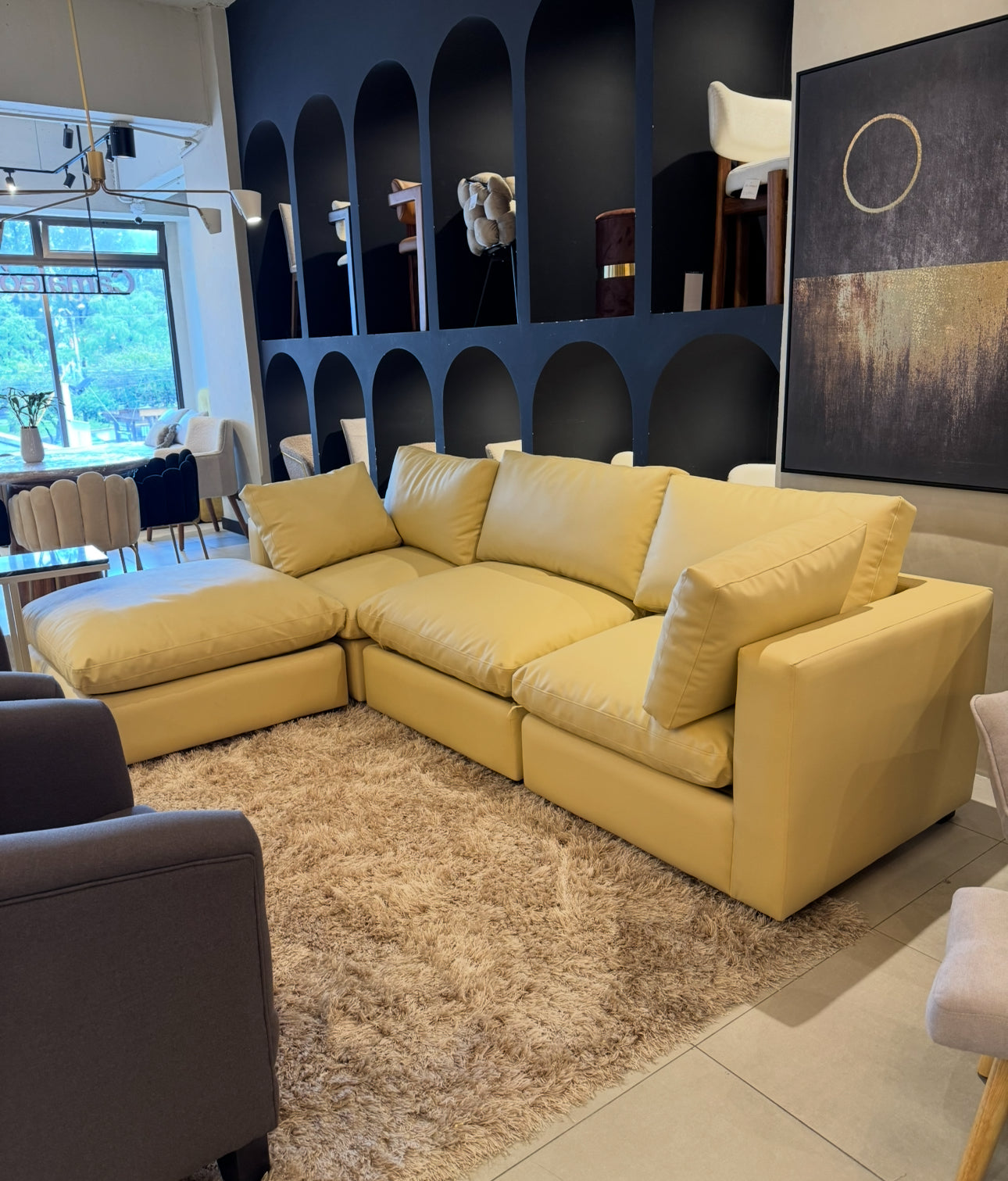 Sofa Cloud 4 Piezas Cuero Textil